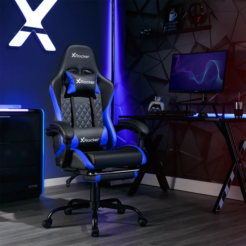 X Rocker Apex PC Gaming Chair with Massage Function and Footrest, Red