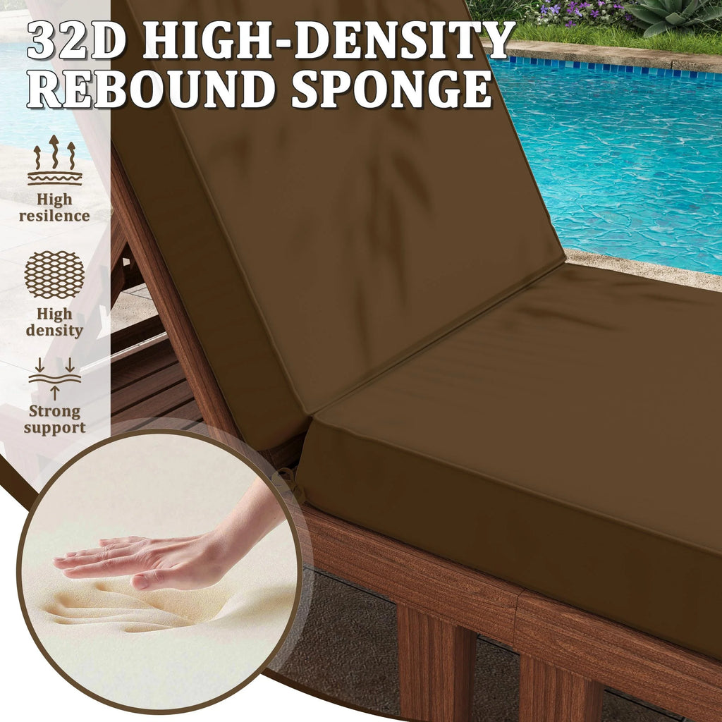 Kimunuk Outdoor Chaise Lounge Cushions set of 2, 80" x 26" x 4" Waterproof Pool Beach Recliner Replacement Cushions with Ties, Navy