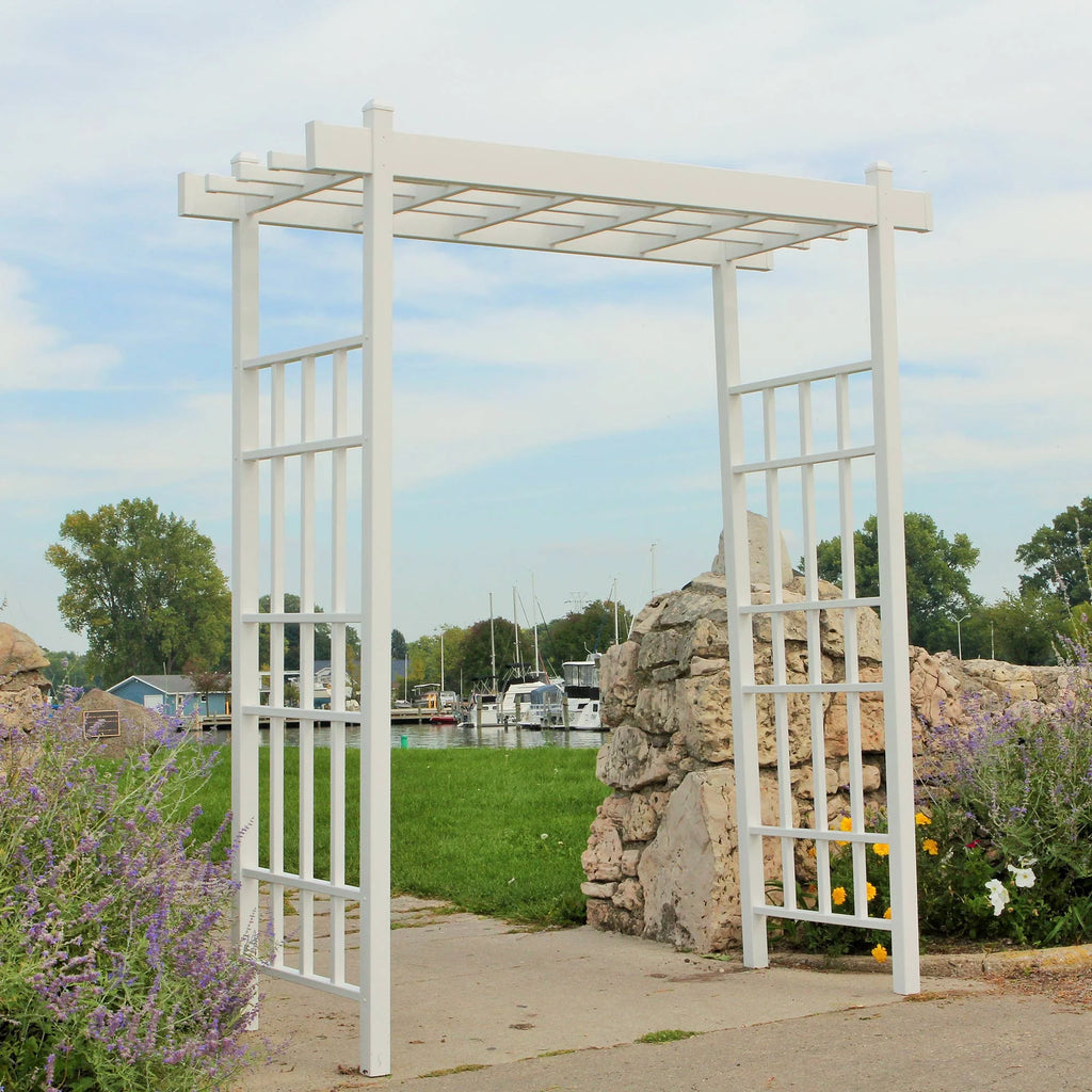 DuraTrel Bakersfield 72"x 85" White Vinyl Arbor