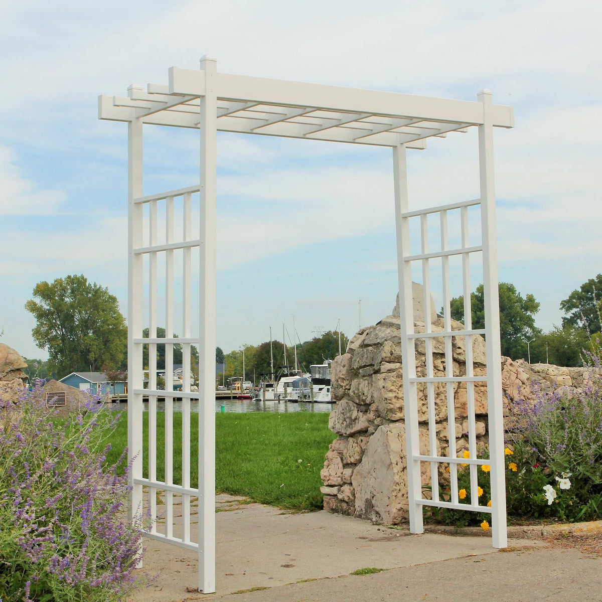 DuraTrel Bakersfield 72"x 85" White Vinyl Arbor