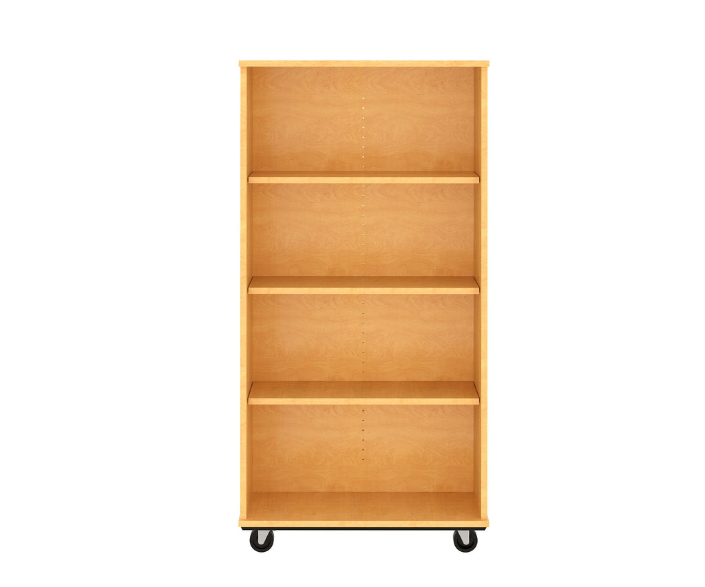 Tot Mate Open Double Sided 3 Tier Mobile Shelves Wooden Classroom Bookcase, Red, 36"W x 23"D x 48"H