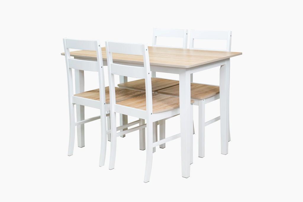Ensemble de salle à manger 5 pièces Mainstays, 1 table et 4 chaises, blanc, MDF et bois d'hévéa, intérieur, table de 46 po L x 29 po l x 30 po H
