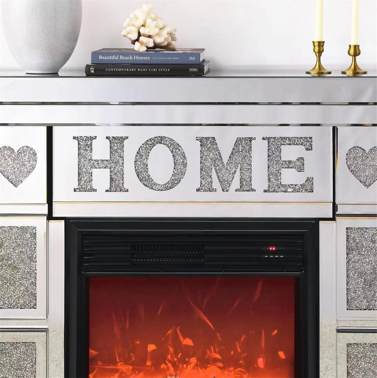 IKIFLY 47.24L x 41.33 H Mirrored Electric Fireplace