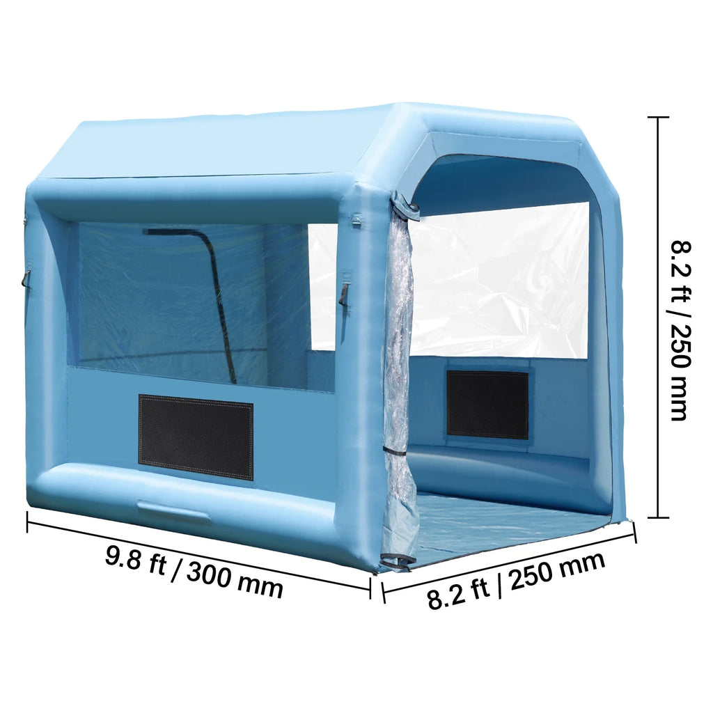 KFFKFF Portable Spray Shelter, 9.8 x 8.2 x 8.2 ft, Includes 550W Blower & Filtration System, Ideal for Motorcycles, Bikes, & Small Furniture