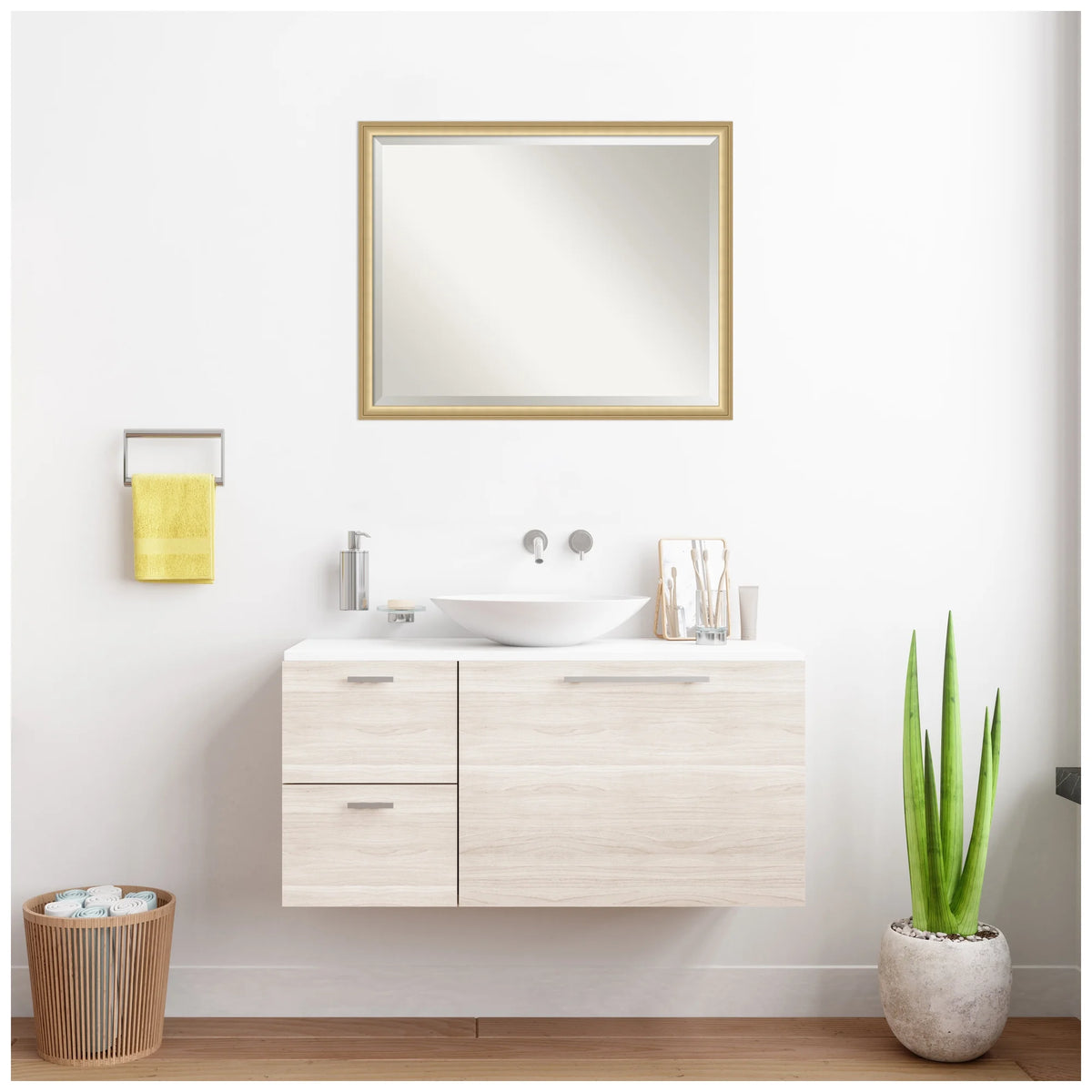 Amanti Art Florence Silver Beveled Wall Mirror 31.75 x 41.75 in.