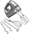 KitchenAid 9-Speed Digital Hand Mixer with Turbo Beater II Accessories and Pro Whisk – Contour Silver