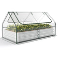 Bac de jardin surélevé galvanisé Topbuy 183 cm x 91 cm x 91 cm avec serre, jardinière sans fond avec housse transparente, kit de bac de plantation extérieur