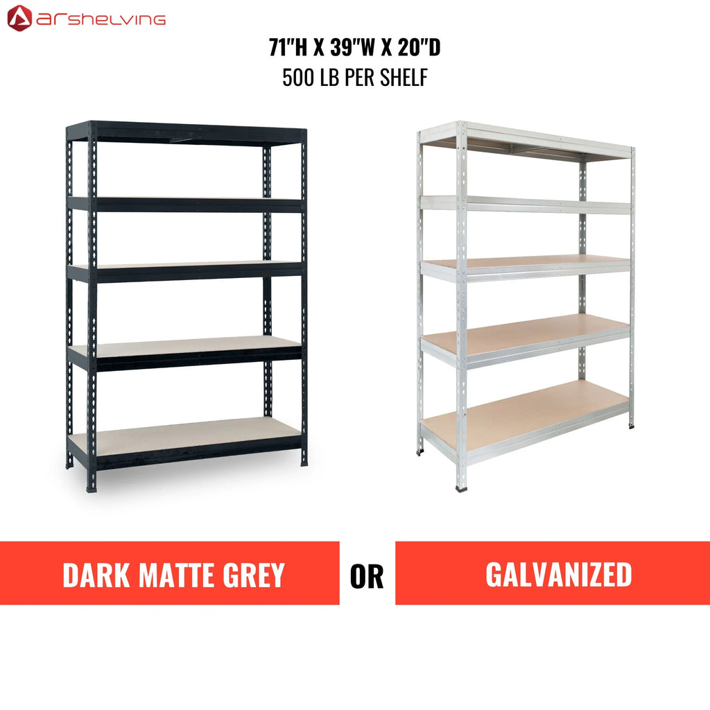 Ar Shelving 5- Tier Galvanized Steel Heavy Duty Garage Storage Shelving Unit with HDF Rack (39.2 in. W x 71 in. H x 20 in. D)