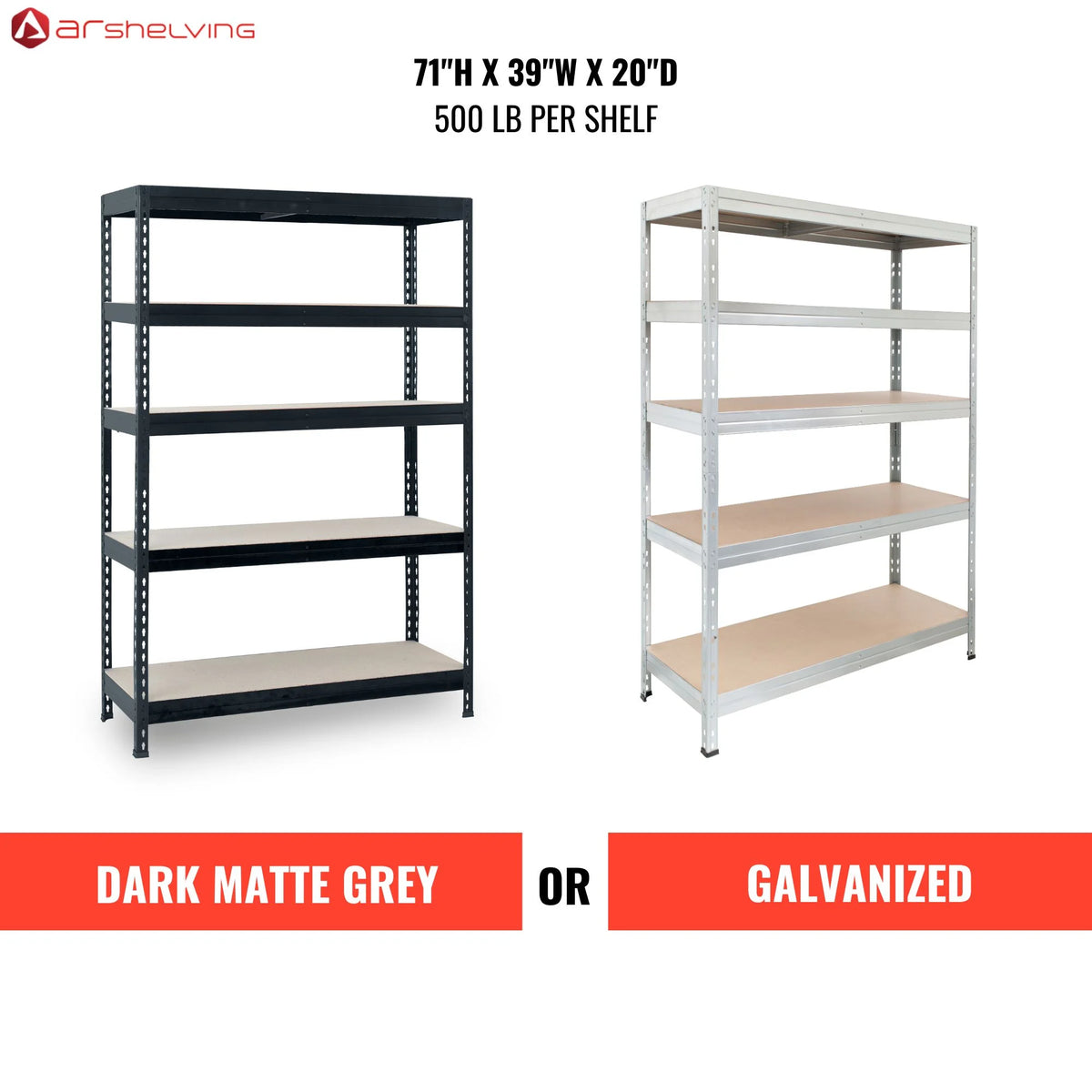 Ar Shelving 5- Tier Galvanized Steel Heavy Duty Garage Storage Shelving Unit with HDF Rack (39.2 in. W x 71 in. H x 20 in. D)