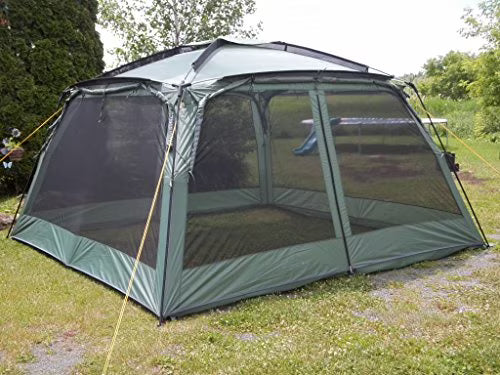 Tente de cuisine Yanes NEW Kuche (12 x 12 x 7,5 pi) avec panneaux anti-pluie, abri moustiquaire, abri de salle à manger, tente