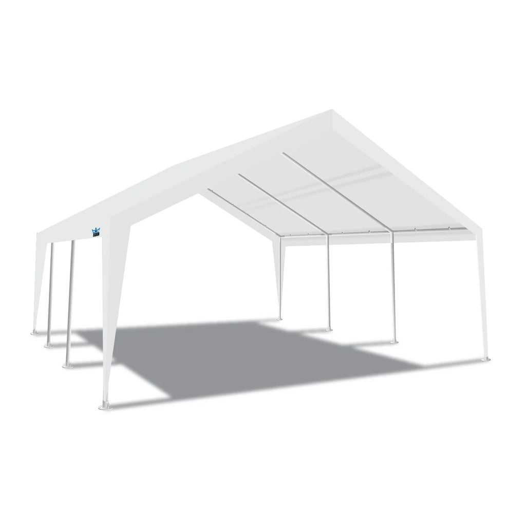 Abri extensible King Canopy 12 pi x 20 pi / 20 pi x 20 pi, structure en acier, 8 pieds, blanc