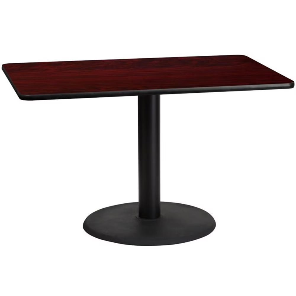 Pemberly Row 30" x 48" Restarant Dining Table in Black and Mahogany