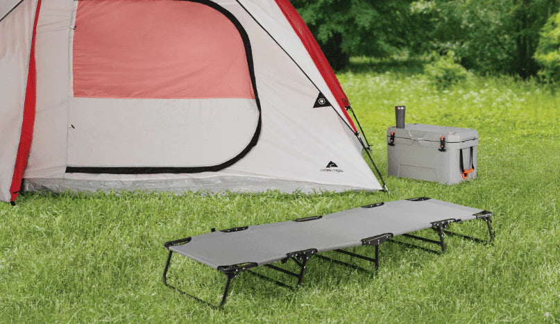 Lit de camp pliant Ozark Trail à montage facile, couleur gris, pour adulte, dimensions ouvert 192 cm x 63,5 cm x 21,5 cm