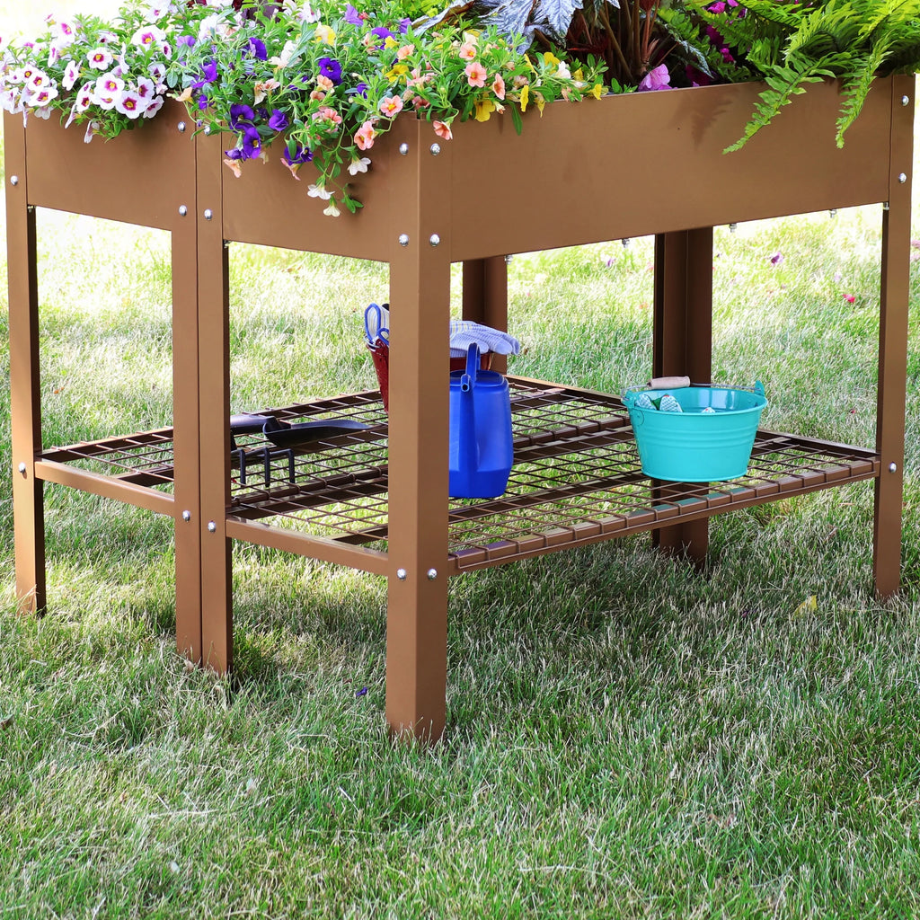 Jardinière surélevée en acier galvanisé noir Sunnydaze, 90,8 cm x 40,6 cm x 80,6 cm, ensemble de 2