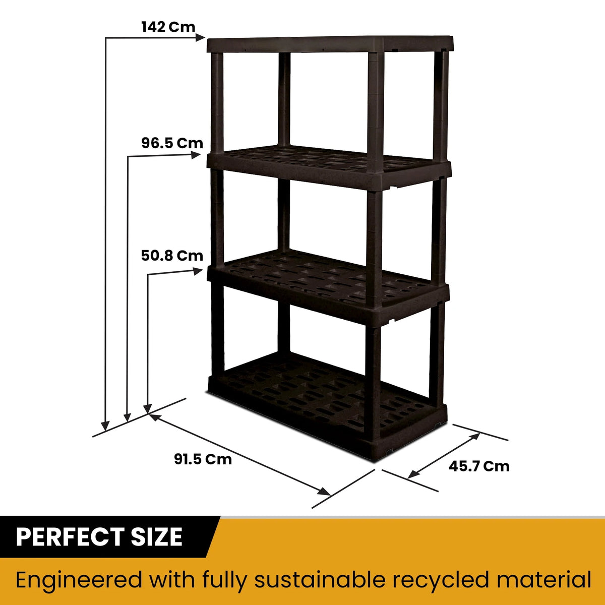 Hyper Tough Large 4-Tier Plastic Storage Unit, W36 x D18 x H56" Interlocking Multipurpose Home Storage Racks Organizer, Black