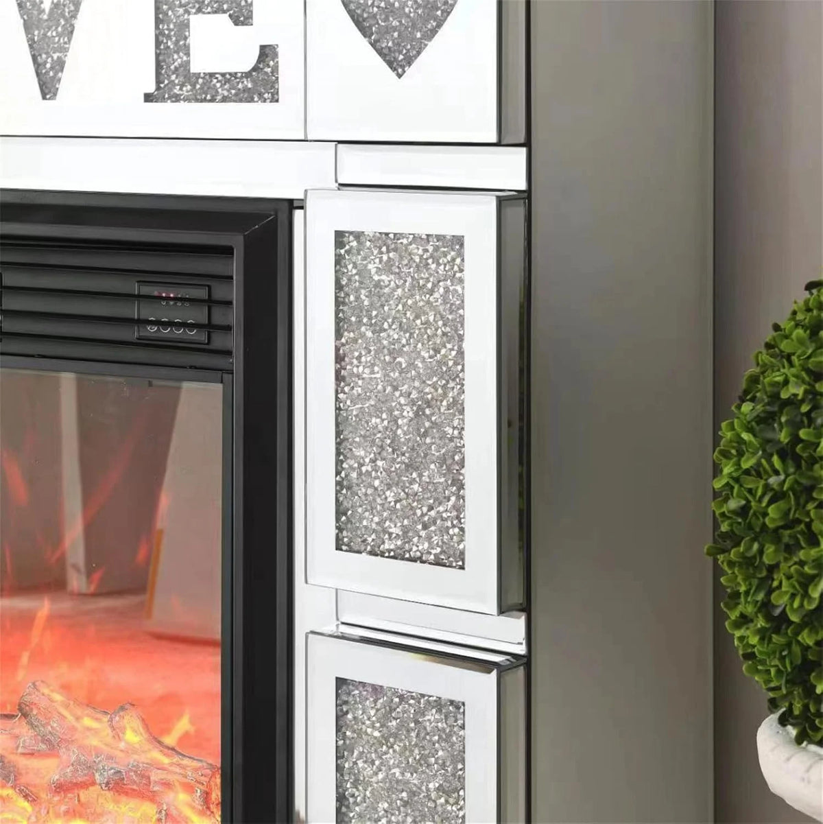 IKIFLY 47.24L x 41.33 H Mirrored Electric Fireplace