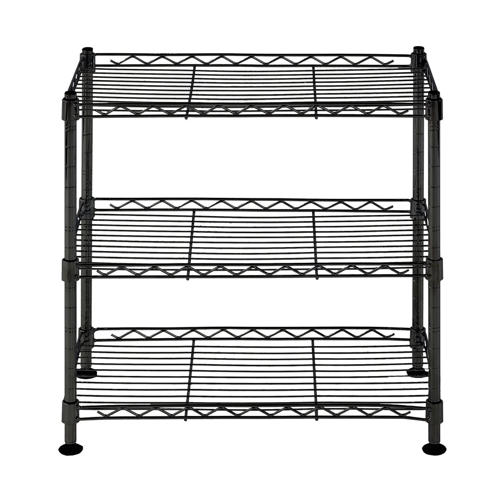 Juggernaut Storage Steel 3-Tier Storage Shelf Unit 18"H x 18"W x 10"D, 210lb Total Capacity, Black