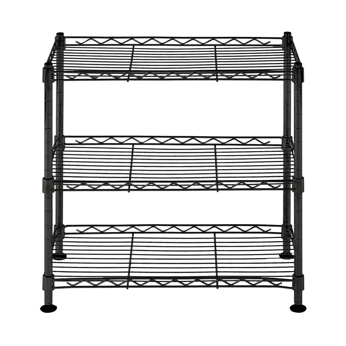 Juggernaut Storage Steel 3-Tier Storage Shelf Unit 18"H x 18"W x 10"D, 210lb Total Capacity, Black