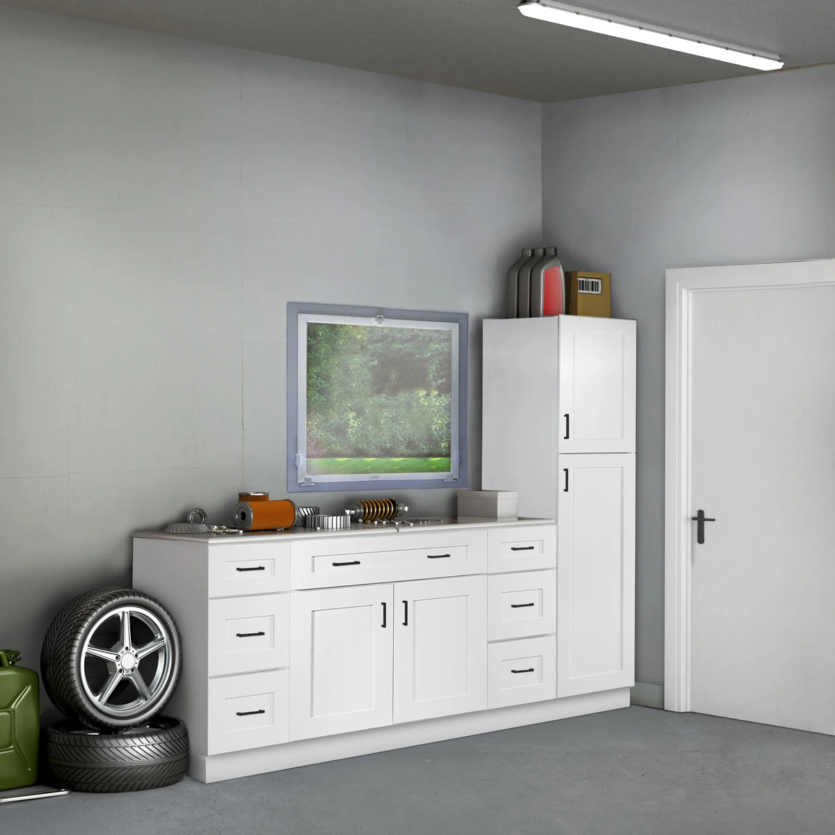 Design House Brookings Assembled Shaker Base Kitchen Cabinet (27" x 34.5" x 24", Sherwin Williams White