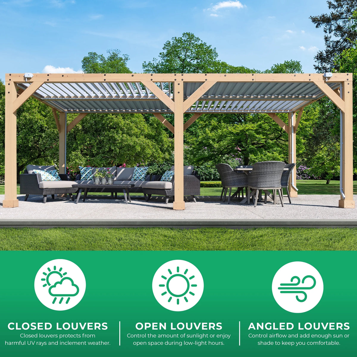 Yardistry 10 ft. x 20 ft. Meridian Louvered Pergola