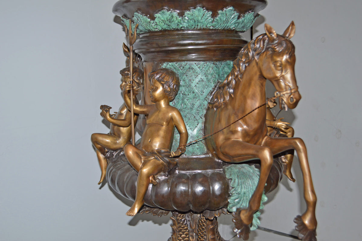 Seven feet tall Bronze, Tiered Outdoor pond Fountain - Size: 46"L x 46"W x 84"H.