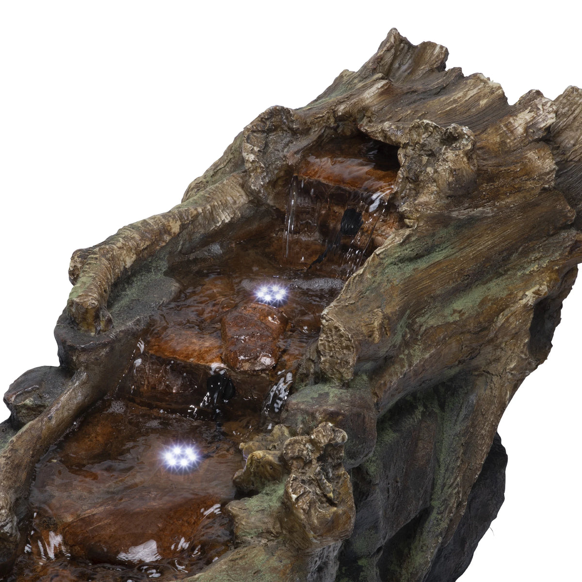 Fontaine de sol en polystone à cascade avec éclairage Alpine Corporation, 59 po x 16 po x 20 po, marron