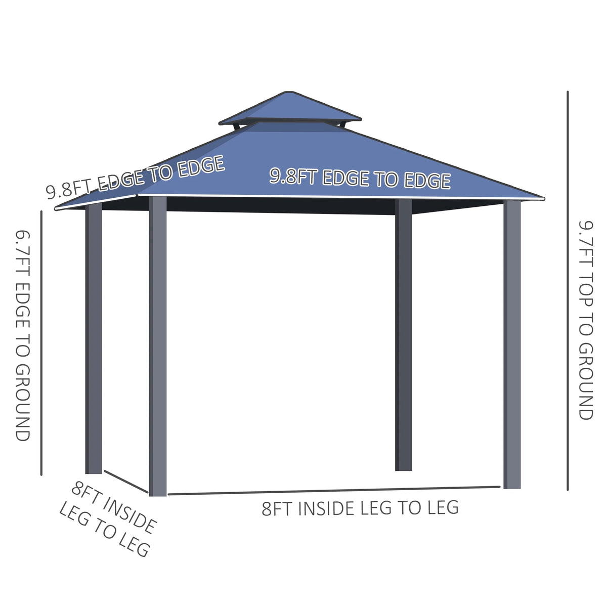 Outsunny 10' x 12' Hardtop Canopy Gazebo, Durability