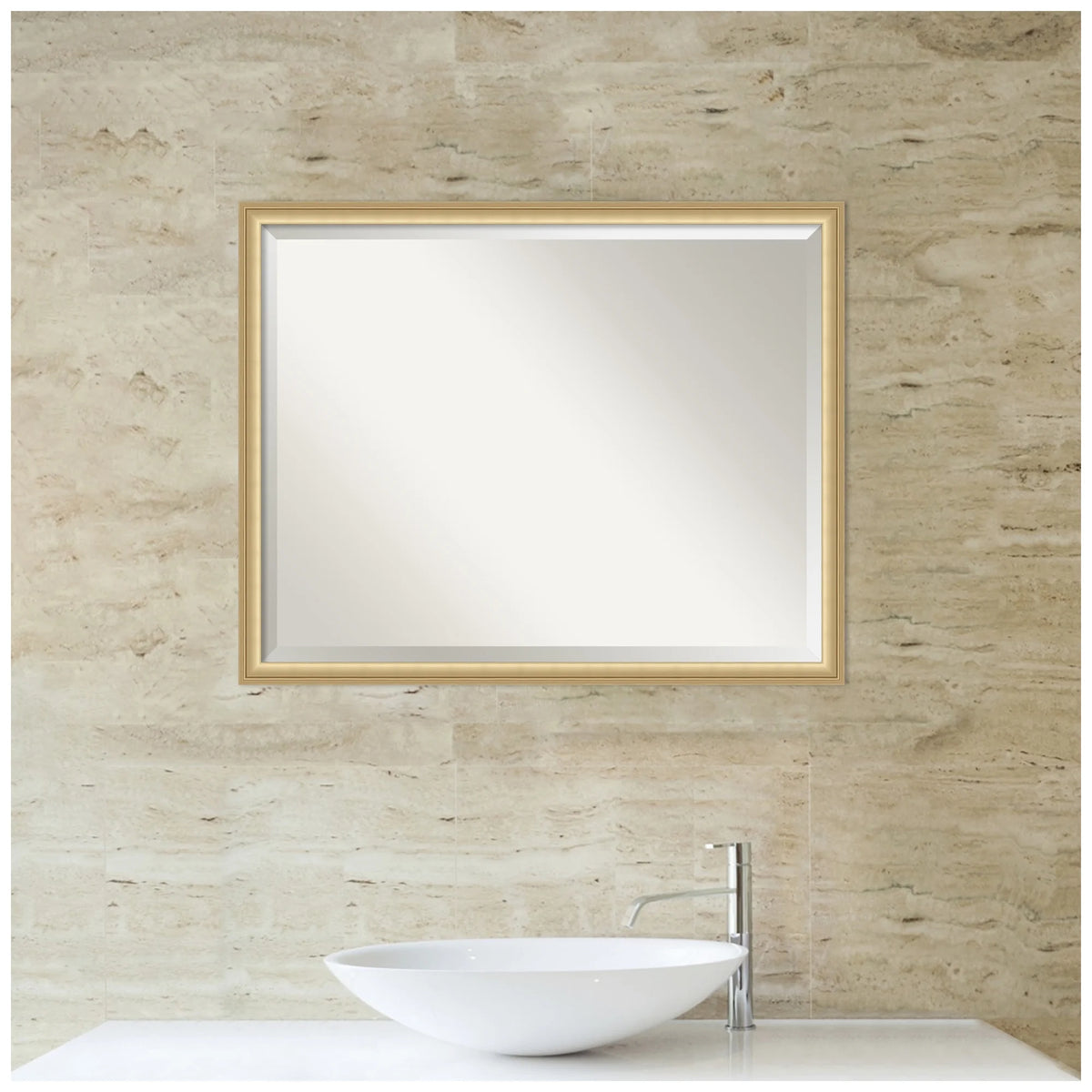 Amanti Art Florence Silver Beveled Wall Mirror 31.75 x 41.75 in.