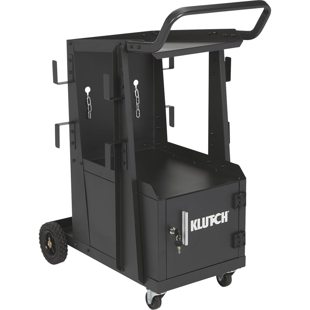Klutch 2-Tier Welding Cart with Locking Cabinet, 31-1/2in.L x 16-1/8in.W x 28in.H