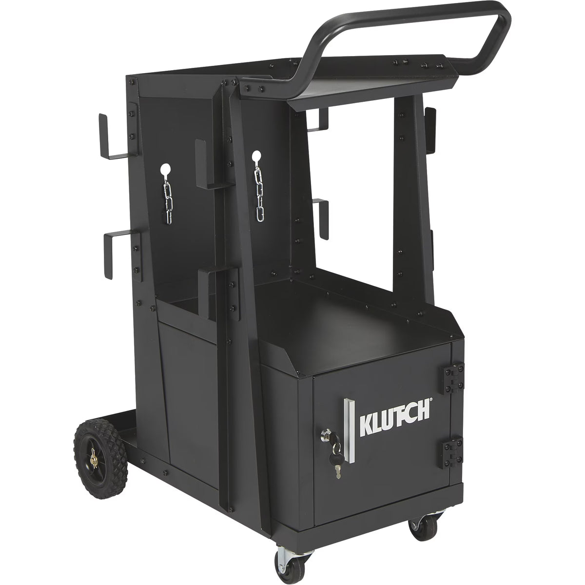 Klutch 2-Tier Welding Cart with Locking Cabinet, 31-1/2in.L x 16-1/8in.W x 28in.H