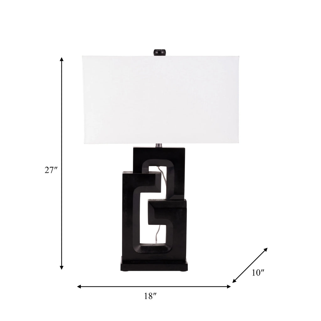 Sagebrook Home Modern Neutral Wood, 27"H Geometric Black Table Lamp - 18" x 10" x 27"