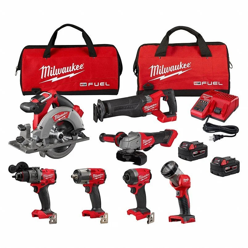 MILWAUKEE Cordless Tool Combination Kit: 7 Tools, 18 V DC Volt, Battery Included, M18 FUEL™, M18™