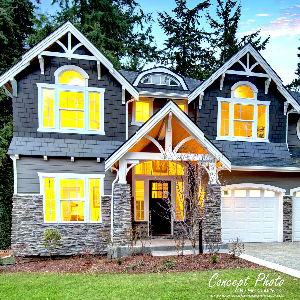 96"W x 44"H x 2"D x 6"F, 11/12 Pitch, Davenport Architectural Grade PVC Gable Bracket