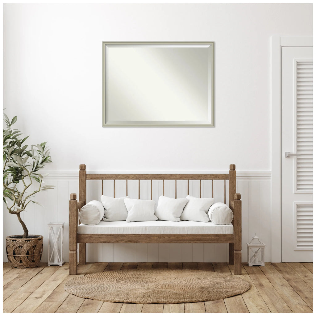 Amanti Art Florence Silver Beveled Wall Mirror 31.75 x 41.75 in.