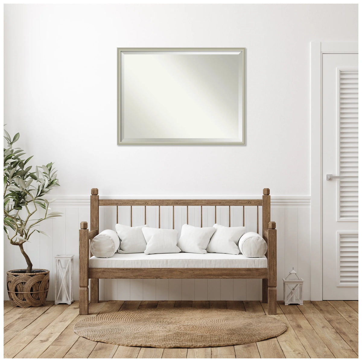 Amanti Art Florence Silver Beveled Wall Mirror 31.75 x 41.75 in.