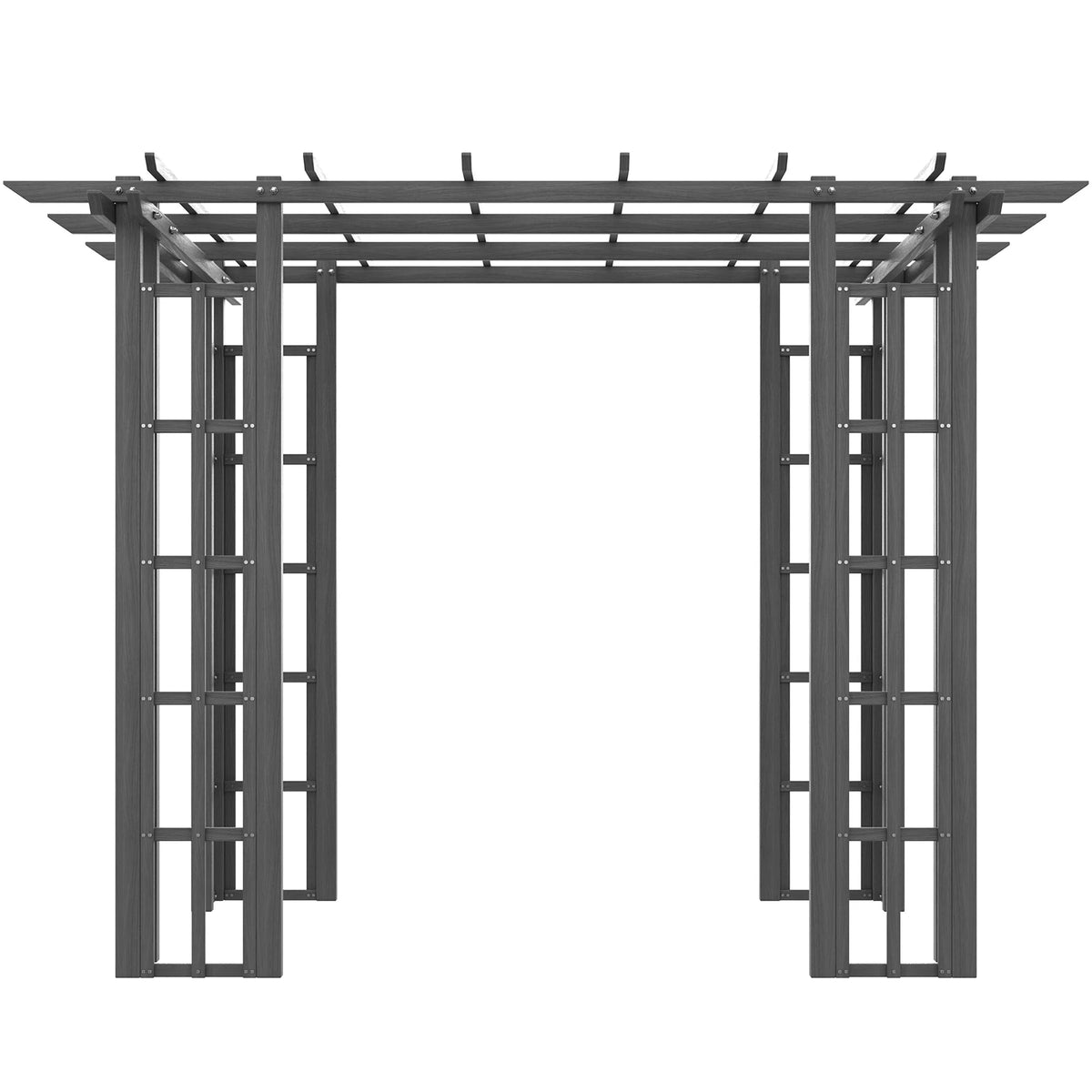 Outsunny 9' x 9' x 7' Dark Grey Vinyl Pergola, Flat Top, Adjustable Canopy