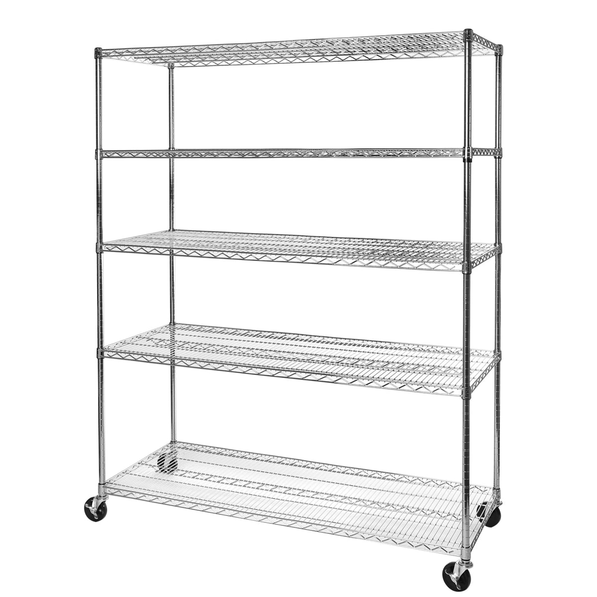 Seville Classics 60"W x 24"L x 72"H 5-Shelf Steel Wire Freestanding Shelves, Silver