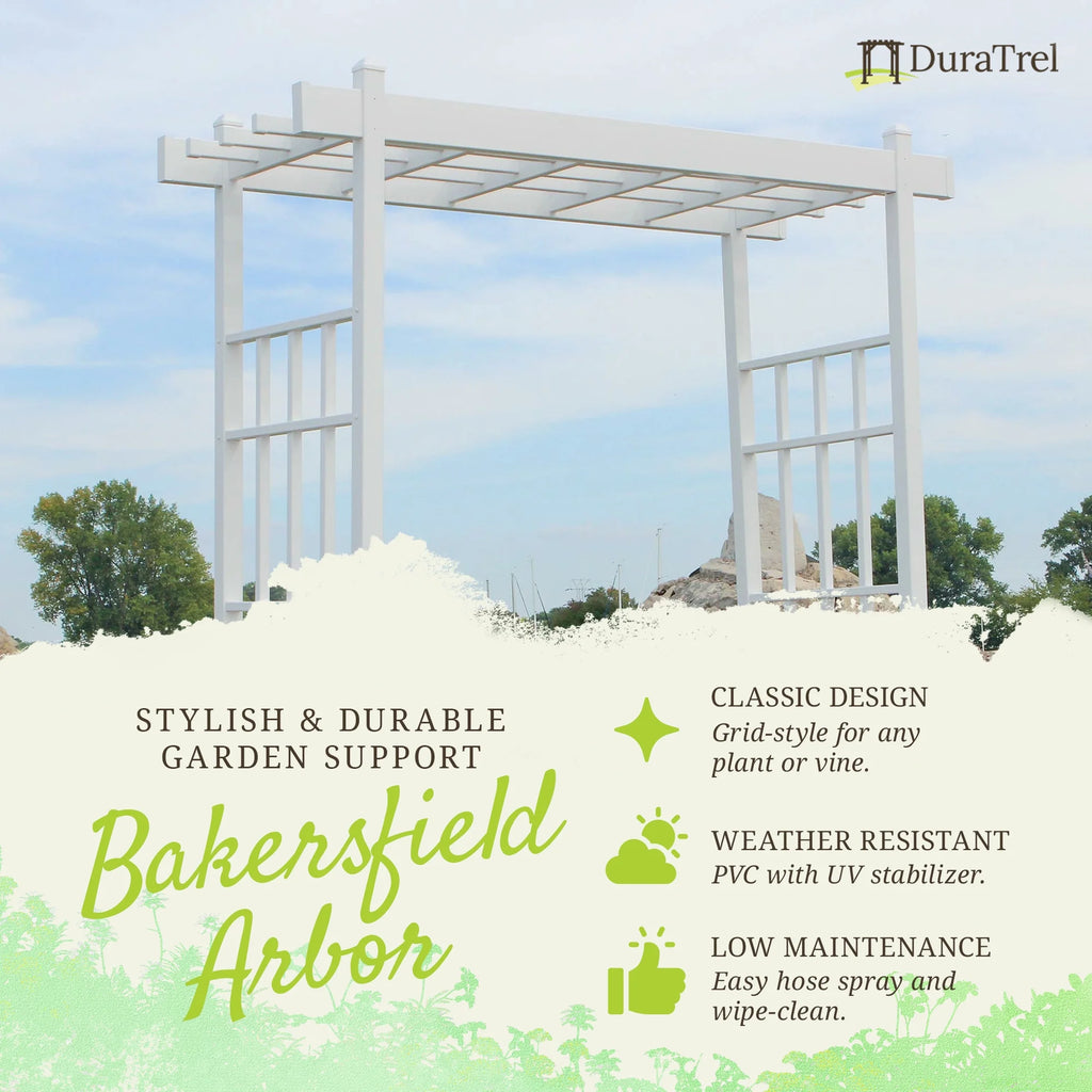 DuraTrel Bakersfield 72"x 85" White Vinyl Arbor