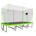 Triple Tree Rectangular Trampoline with Basketball Hoop, Green, 204.00" x 120.00" x 141.00"