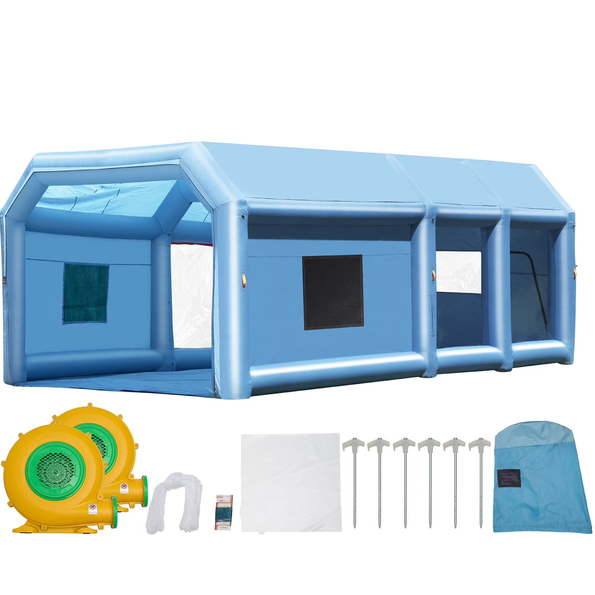 KFFKFF Inflatable Paint Booth, Dimensions 26.2 x 14.8 x 9.8 ft, Suitable for Small Trucks, Equipped with 950W+750W Robust Air Movers and Air Purification Mechanism