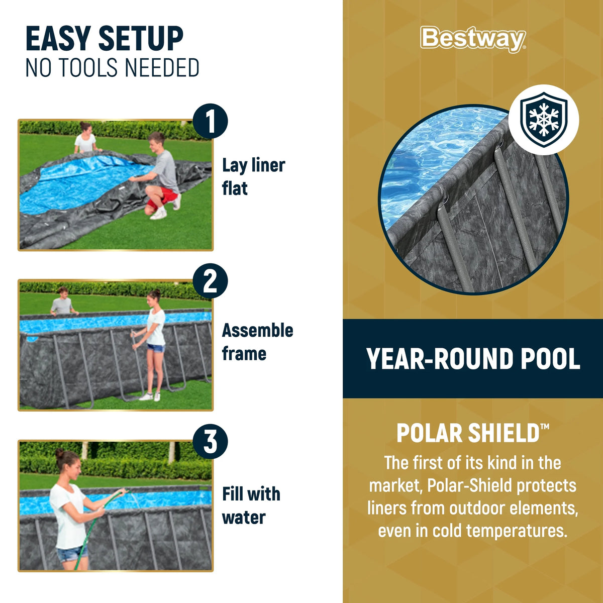 Piscine hors-sol rectangulaire Bestway APX 365 de 31 pi 4 po x 16 pi x 52 po