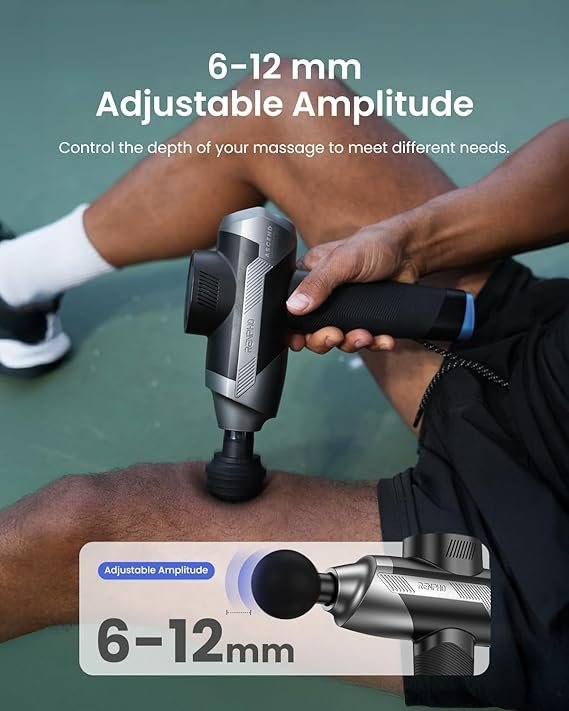 RENPHO Ascend Professional Massage Gun, Mothers Day Gifts, FSA Eligible HSA, Adjustable 6-12mm Amplitude for Customized Intensity, Deep Tissue Percussion Massager with 5 Speeds, 5 Attachments