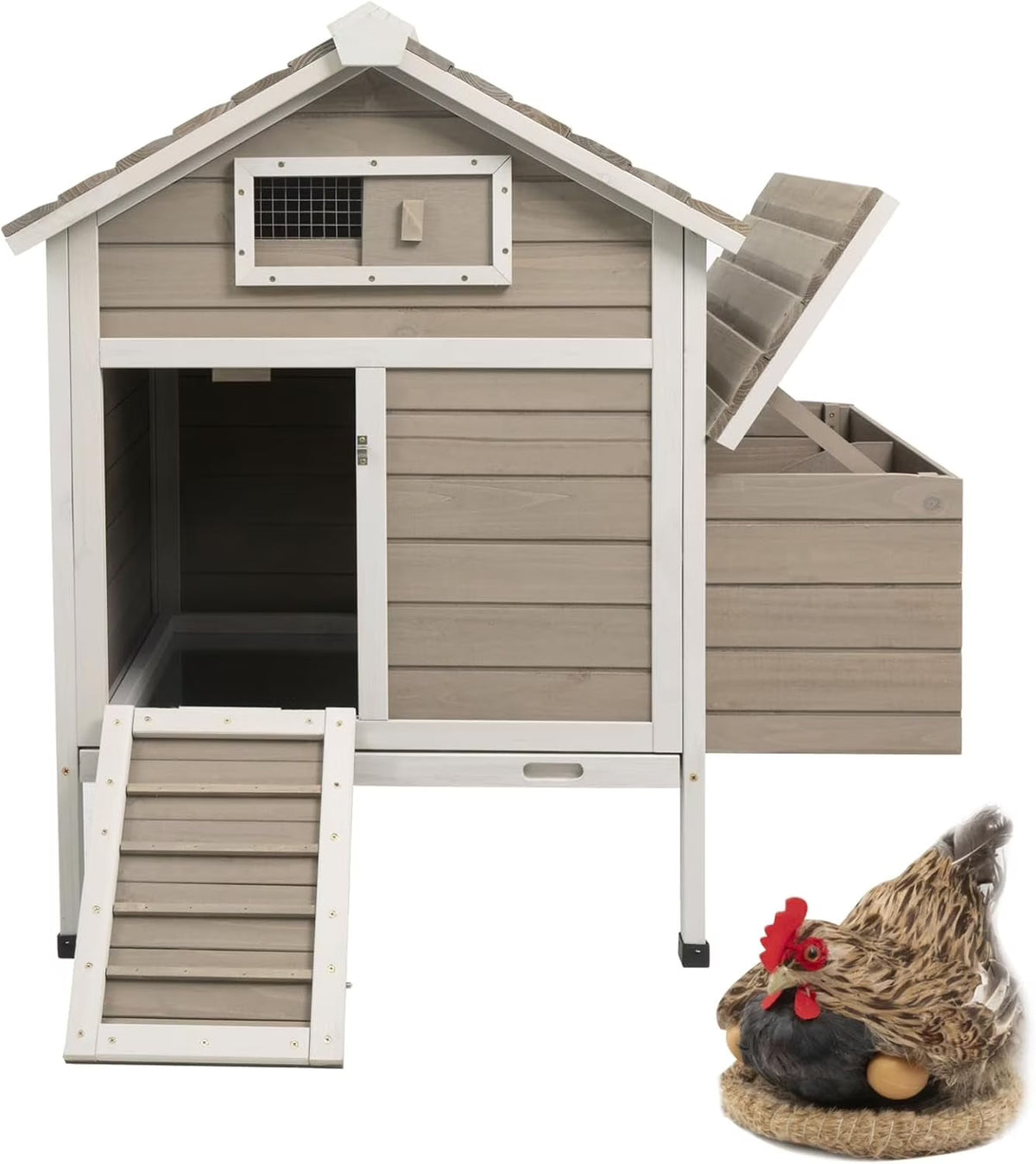 PETSCOSSET Chicken Coop, Chicken Hutch with Nesting Box, Pull Out Tray, Ramp, 32"L x 23.6"W x 36.6"H