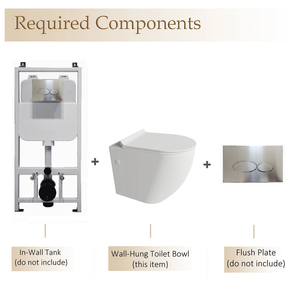 MEJE#MJ-2003R, Rimless Toilet Ceramic Nano Coating Hanging Toilet Wall Hung Toilet Bowl 21.65 x 14.17 x 14.96 inches Glossy Finish