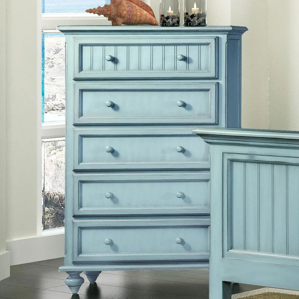 Commode 5 tiroirs Sea Winds Monaco, bois bleu, 50 po H x 52 po L x 18 po P, 65 lb