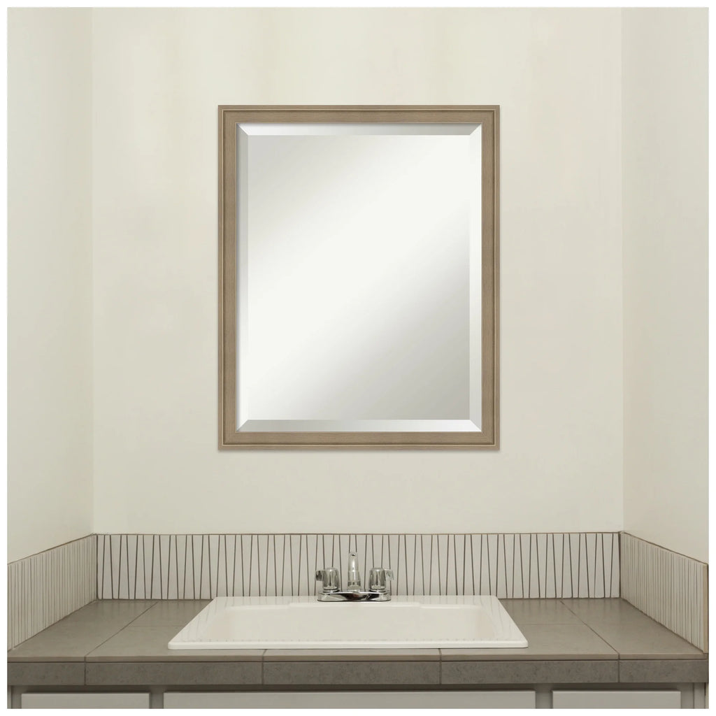 Amanti Art Florence Silver Beveled Wall Mirror 31.75 x 41.75 in.