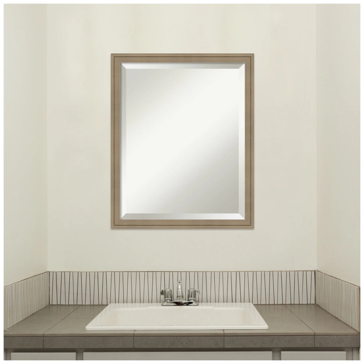 Amanti Art Florence Silver Beveled Wall Mirror 31.75 x 41.75 in.