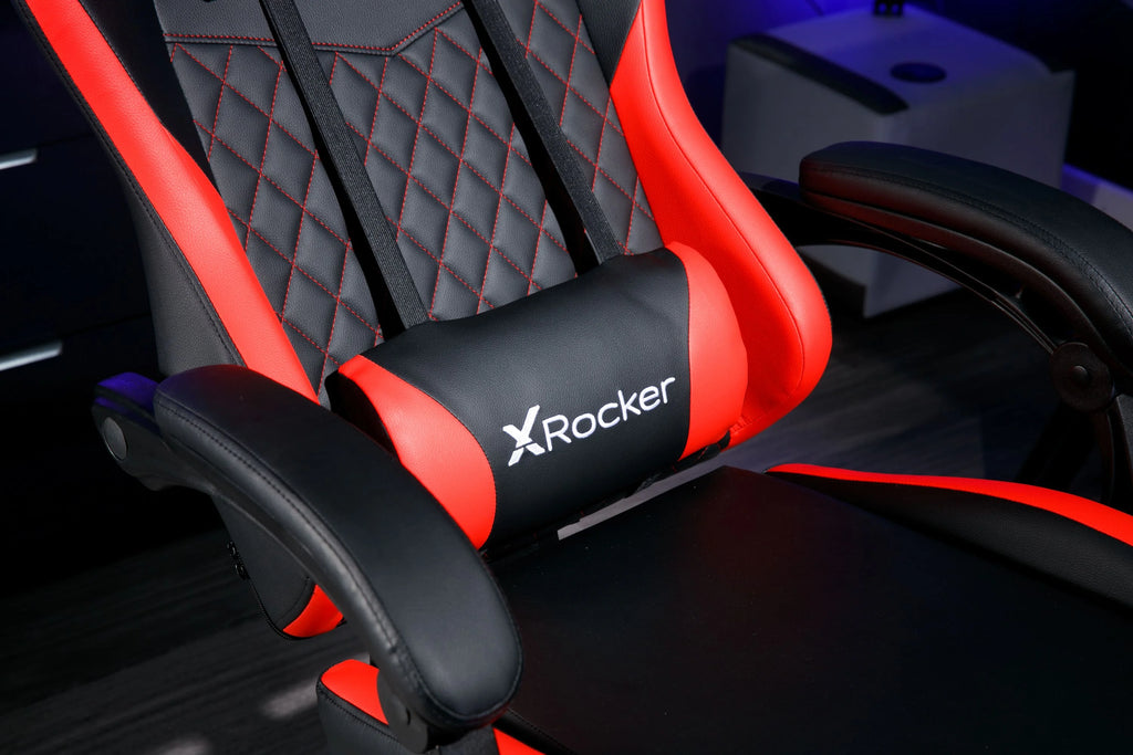 X Rocker Apex PC Gaming Chair with Massage Function and Footrest, Red