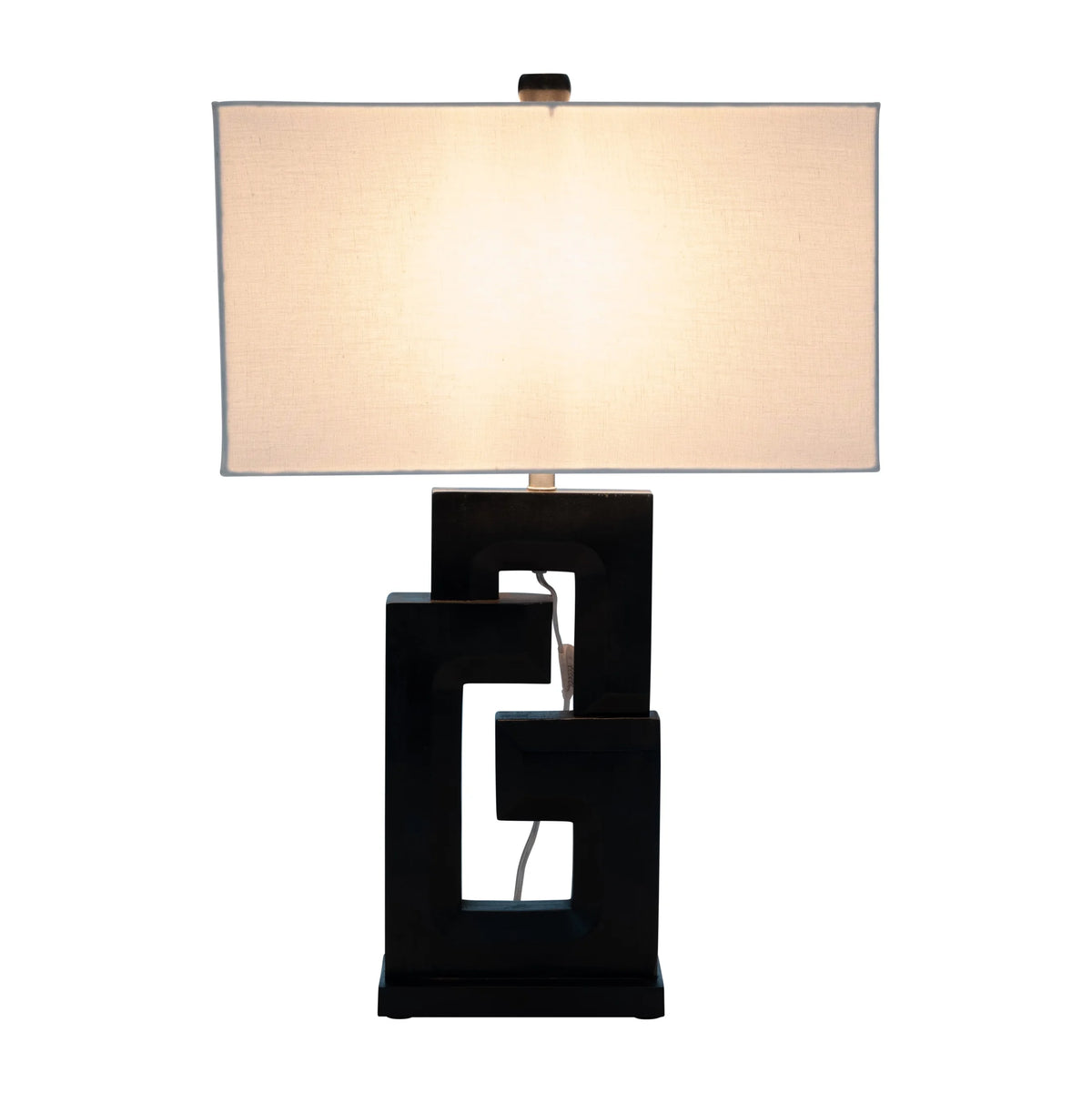 Sagebrook Home Modern Neutral Wood, 27"H Geometric Black Table Lamp - 18" x 10" x 27"