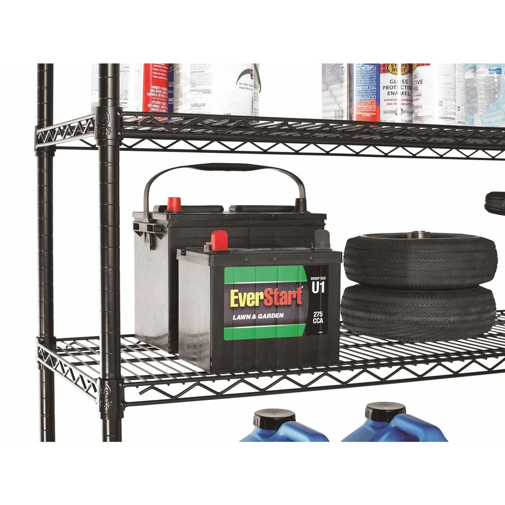 Hyper Tough Wire 5-Tier Storage Shelf Unit 72"H x 48"W x 16"D, 3000lb Total Capacity, Black